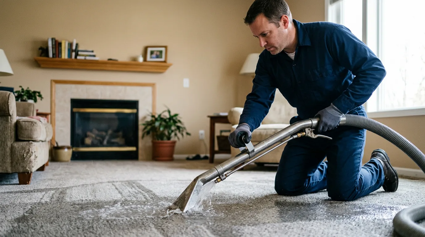 Water damage restoration technician working near Newport, ME